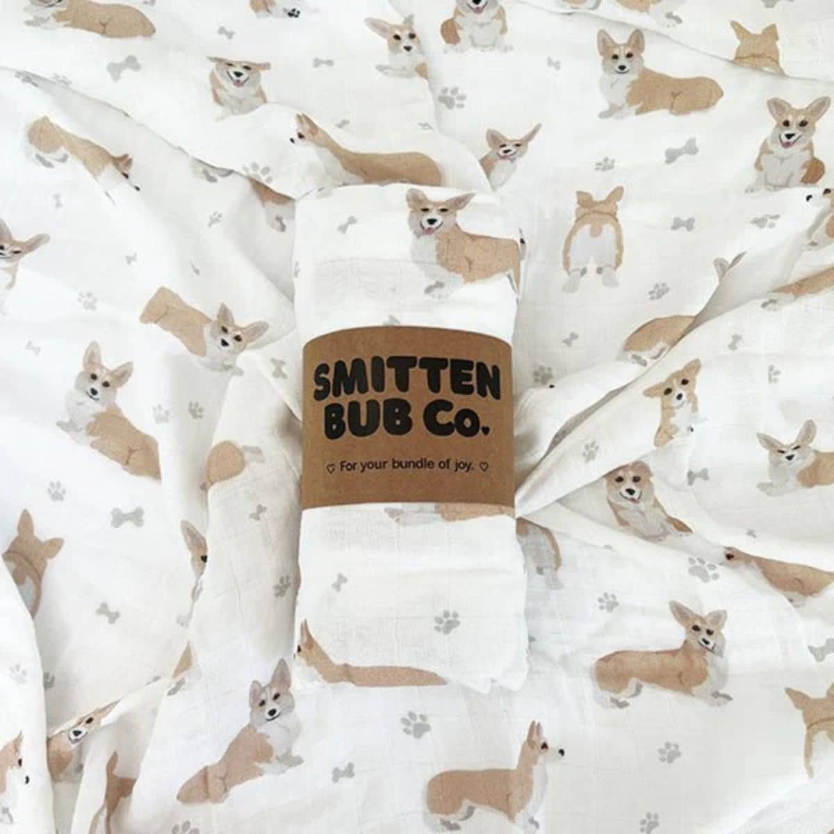 Smitten Bub Co Bamboo / Cotton Muslin Wrap - Corgi