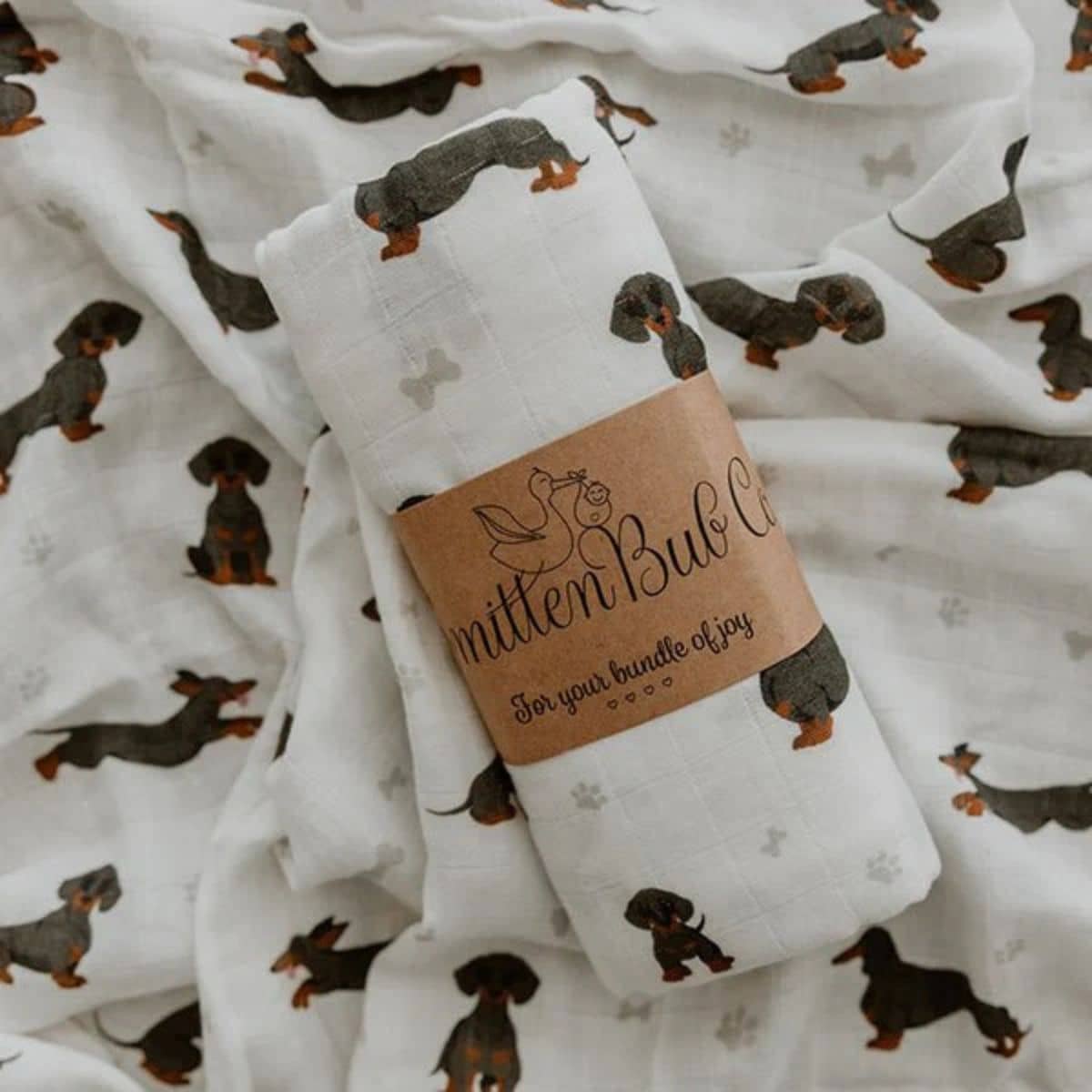 Smitten Bub Co Bamboo / Cotton Muslin Wrap - Dachshund