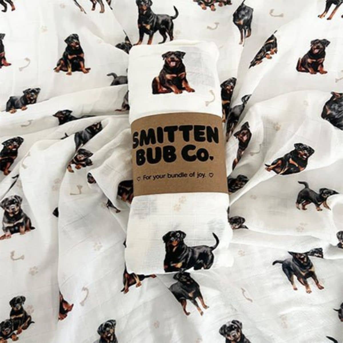 Smitten Bub Co Bamboo / Cotton Muslin Wrap - Rottweiler