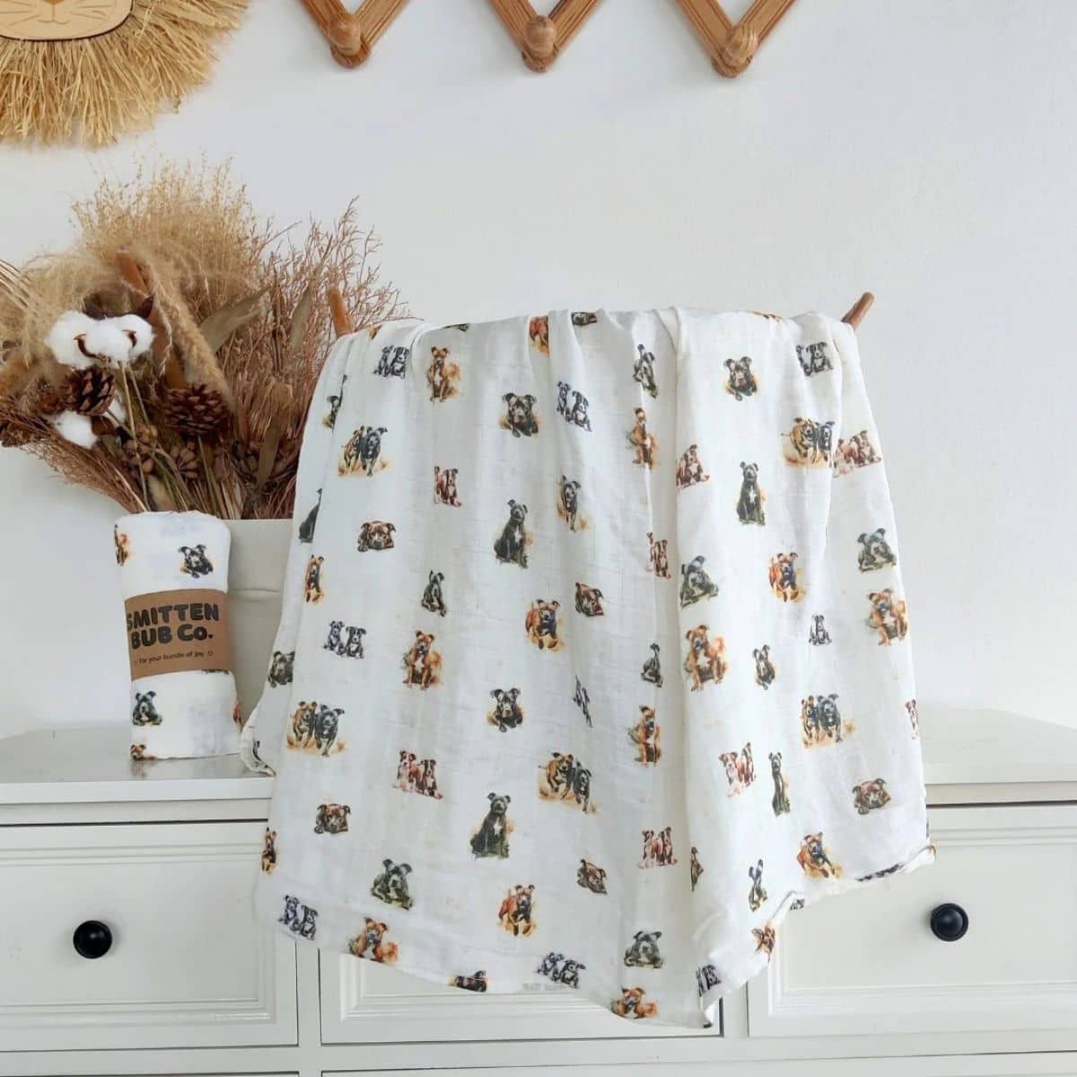 Smitten Bub Co Bamboo / Cotton Muslin Wrap - Staffy