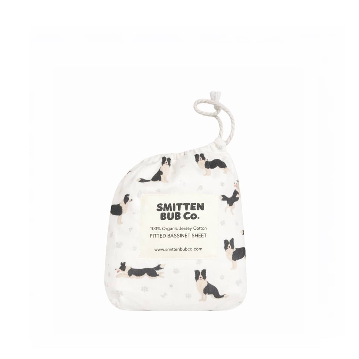 Smitten Bub Co Fitted Bassinet Sheet and Change Pad Cover - Border Collie
