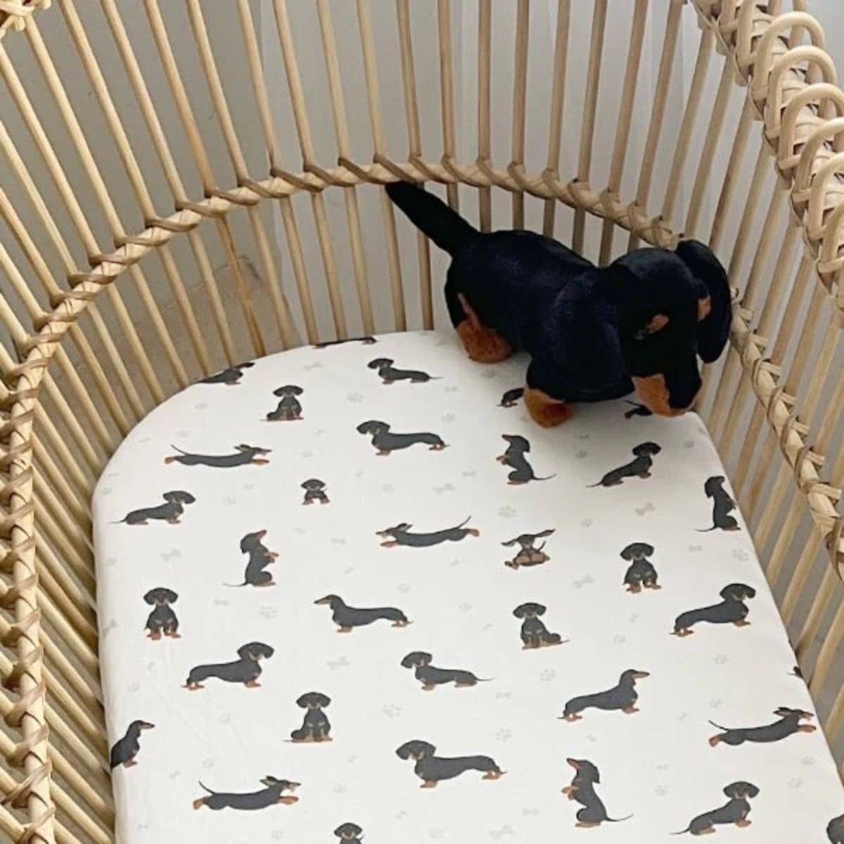Smitten Bub Co Fitted Bassinet Sheet and Change Pad Cover - Dachshund