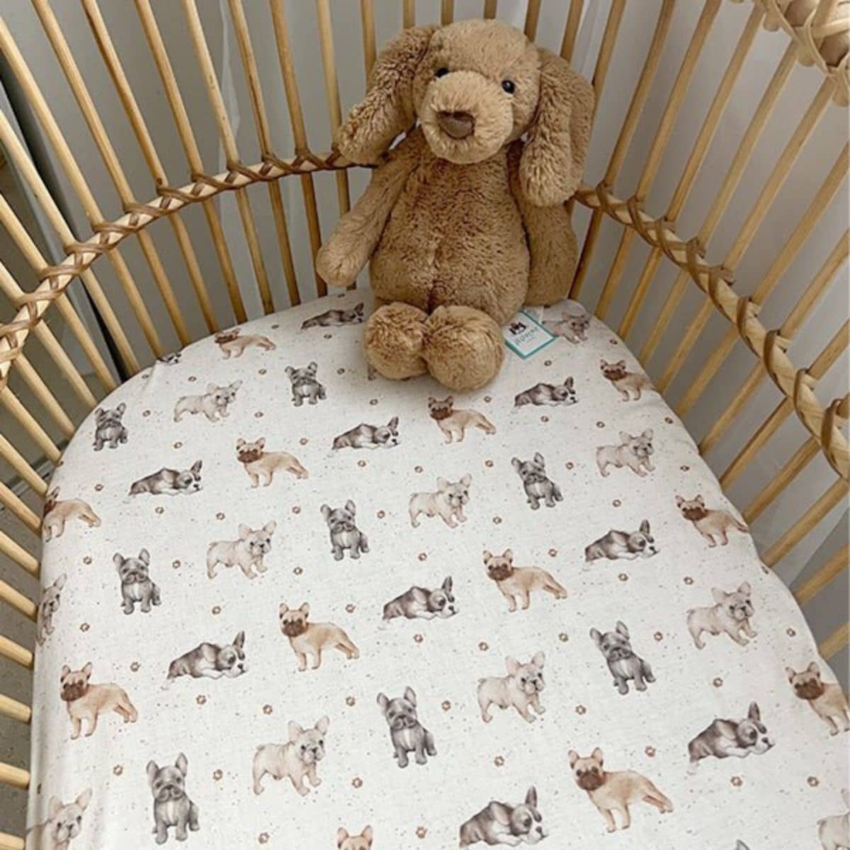 Smitten Bub Co Fitted Bassinet Sheet and Change Pad Cover - French Bulldog