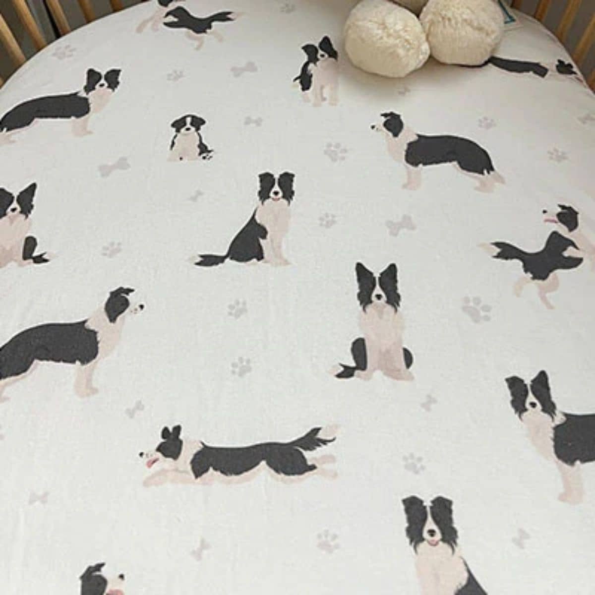 Smitten Bub Co Fitted Cot Sheet - Border Collie