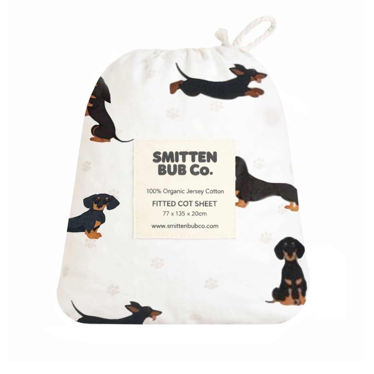 Smitten Bub Co Fitted Cot Sheet - Dachshund