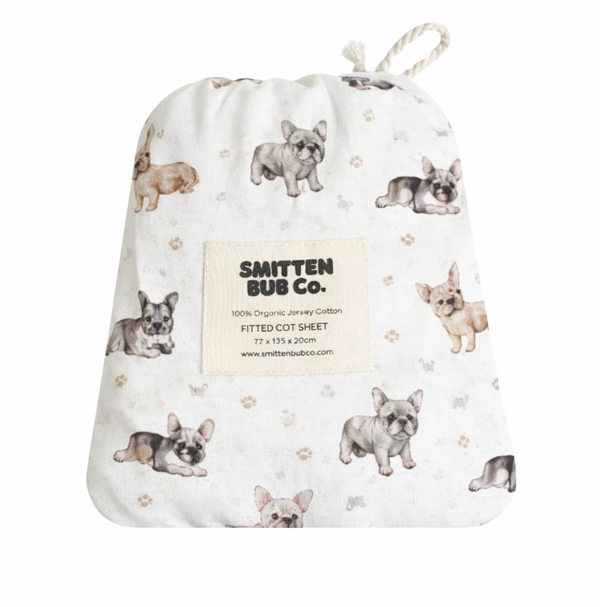 Smitten Bub Co Fitted Cot Sheet - French Bulldog