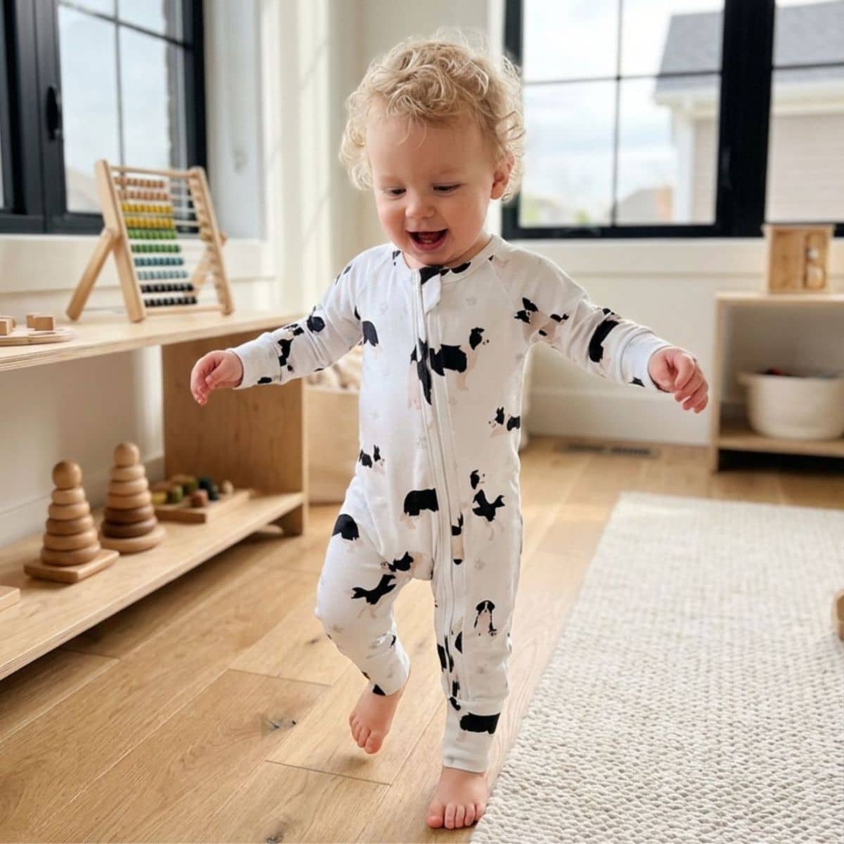 Smitten Bub Co Full Zip Romper - Border Collie