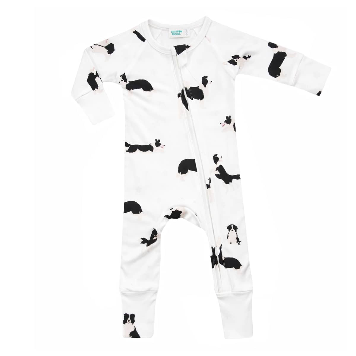 Smitten Bub Co Full Zip Romper - Border Collie