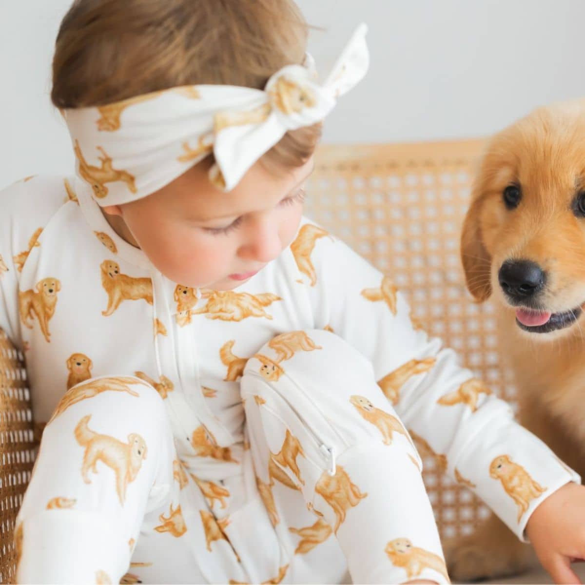 Smitten Bub Co Full Zip Romper - Golden Retriever