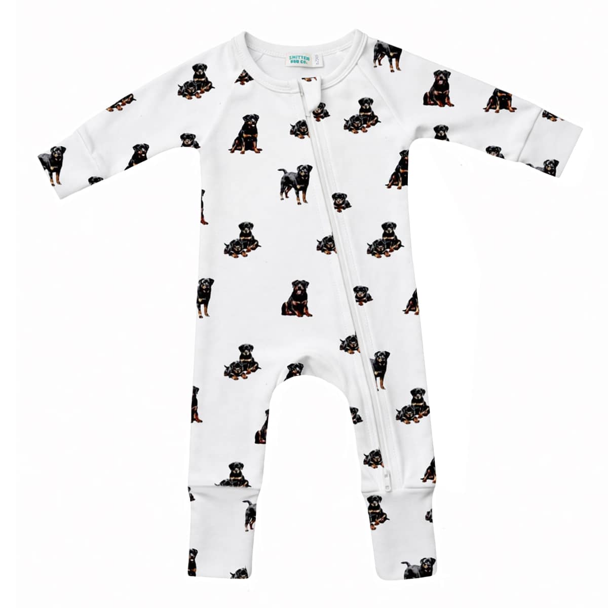 Smitten Bub Co Full Zip Romper - Rottweiler