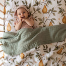 Snug as a Bub Organic Cotton Muslin Snuggly Blanket - Whimsical Pear