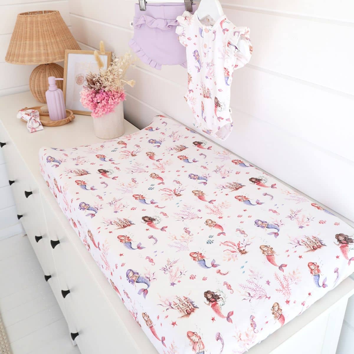 Snuggle Hunny Fitted Bassinet Sheet and Change Pad Cover - Mermaid