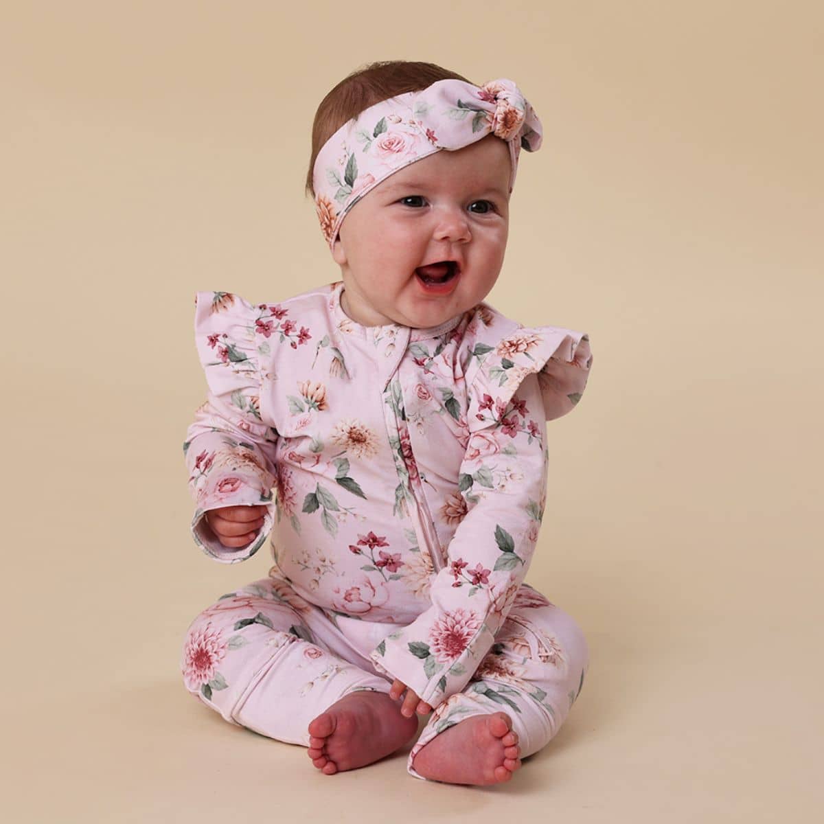 Snuggle Hunny Convertible Romper with Frill - Birds & Blooms