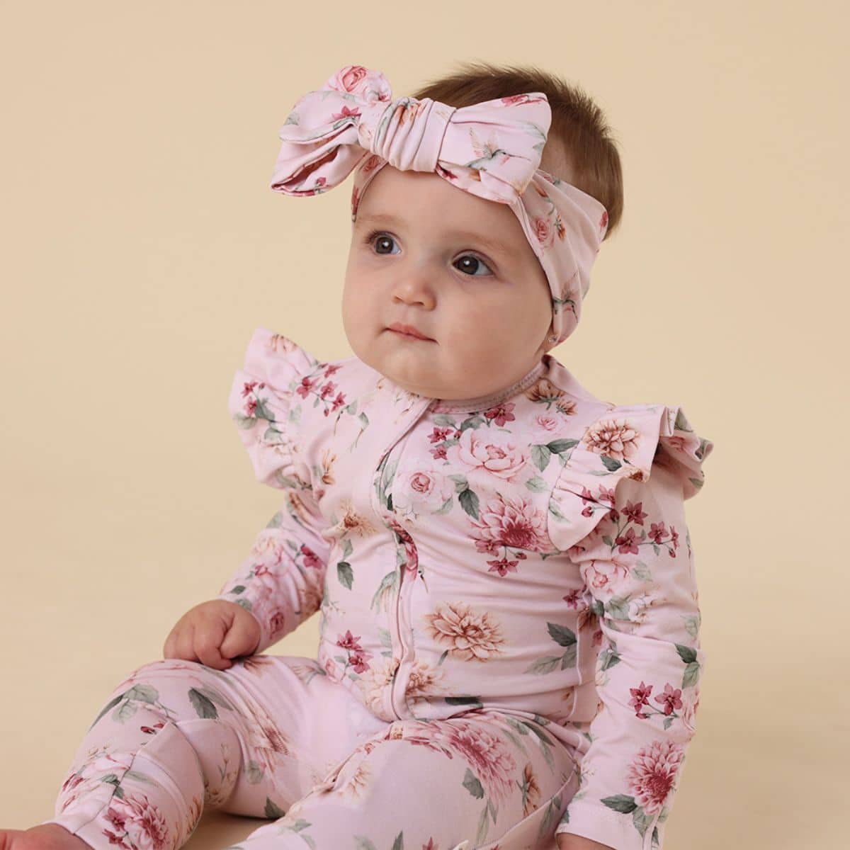 Snuggle Hunny Convertible Romper with Frill - Birds & Blooms