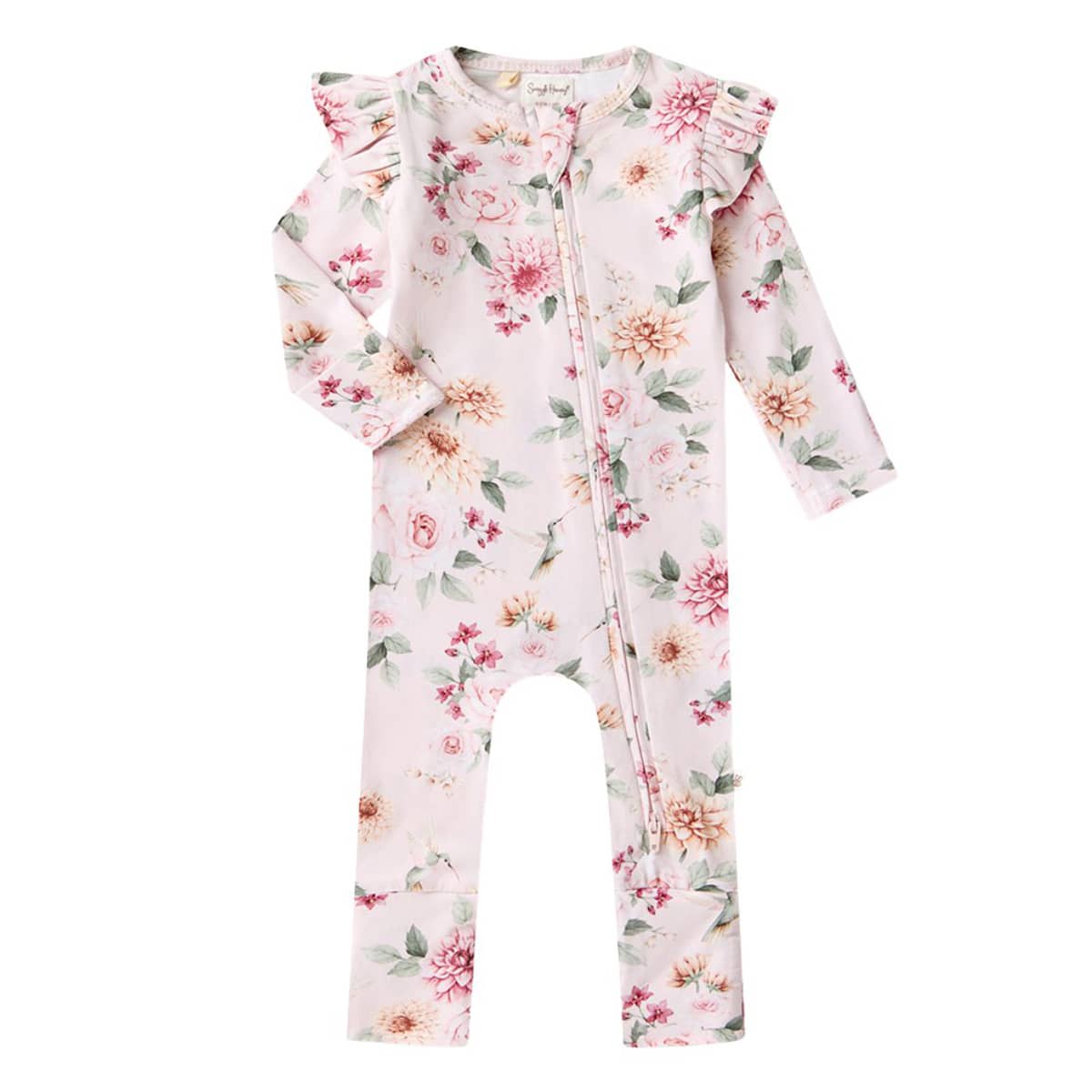 Snuggle Hunny Convertible Romper with Frill - Birds & Blooms