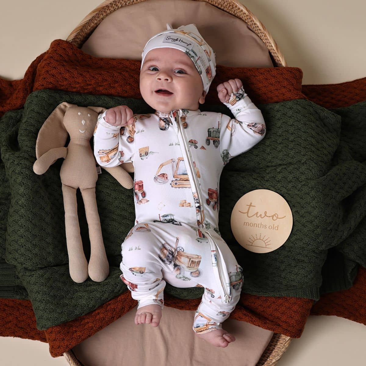 Snuggle Hunny Convertible Romper - Diggers & Tractors