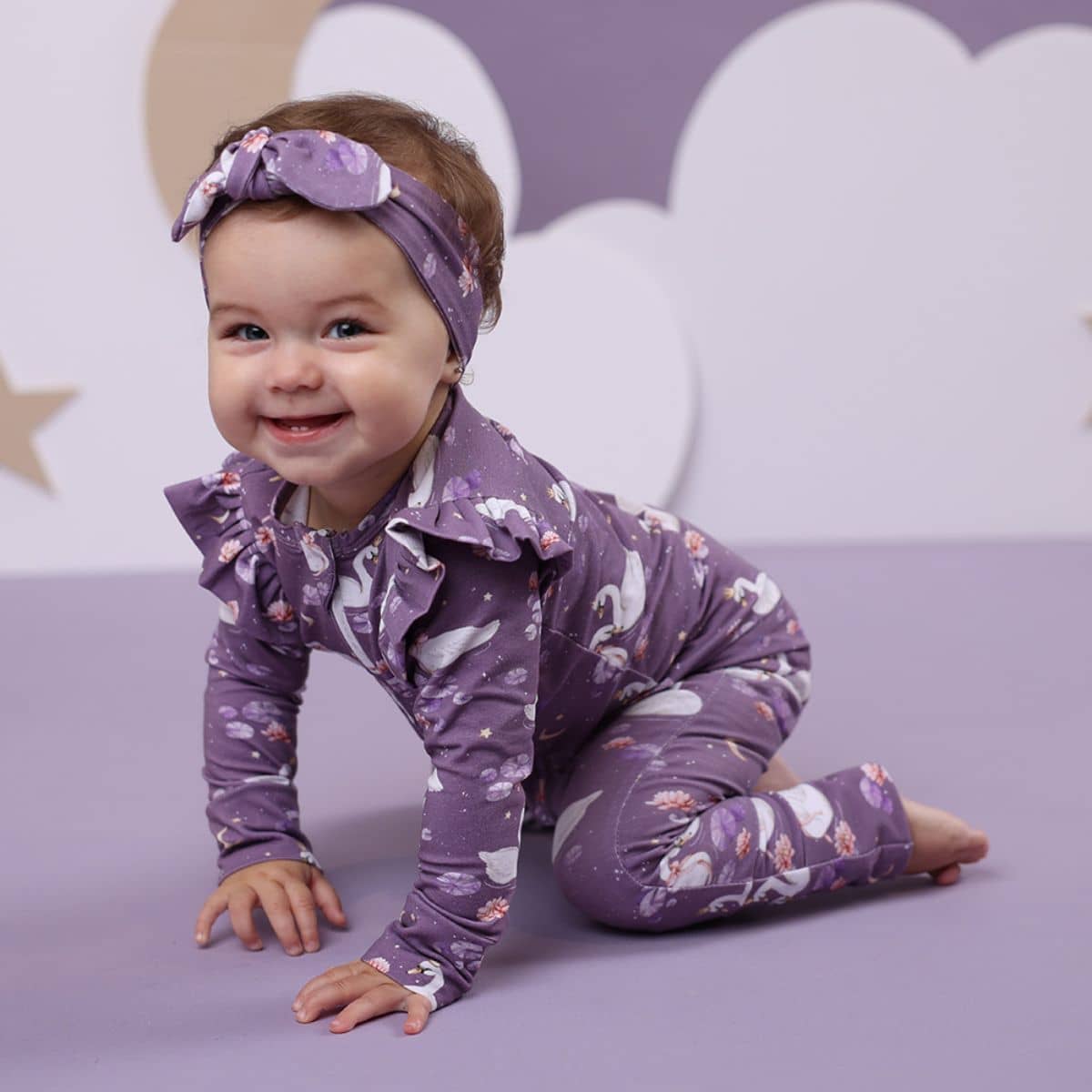 Snuggle Hunny Convertible Romper with Frill - Midnight Swan