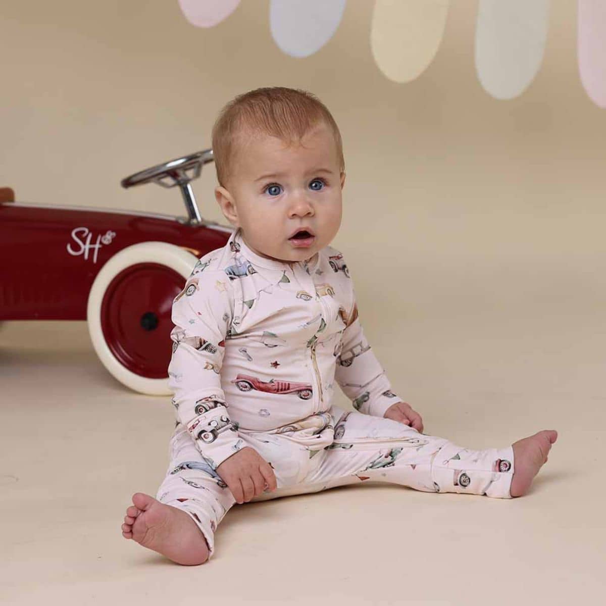 Snuggle Hunny Convertible Romper - Vintage Cars