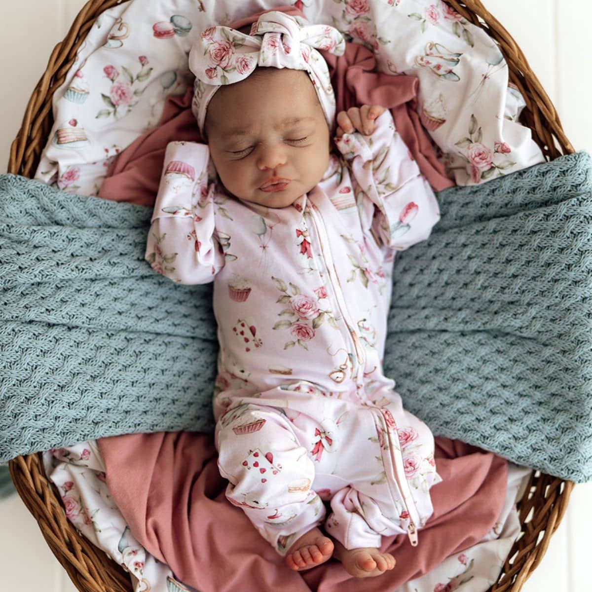 Snuggle Hunny Convertible Romper with Frill - Alice's Tea Party