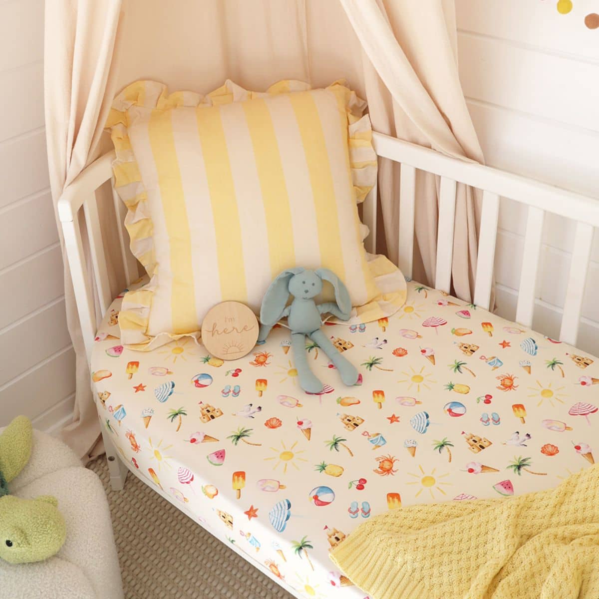 Snuggle Hunny Fitted Cot Sheet - Beach Fun