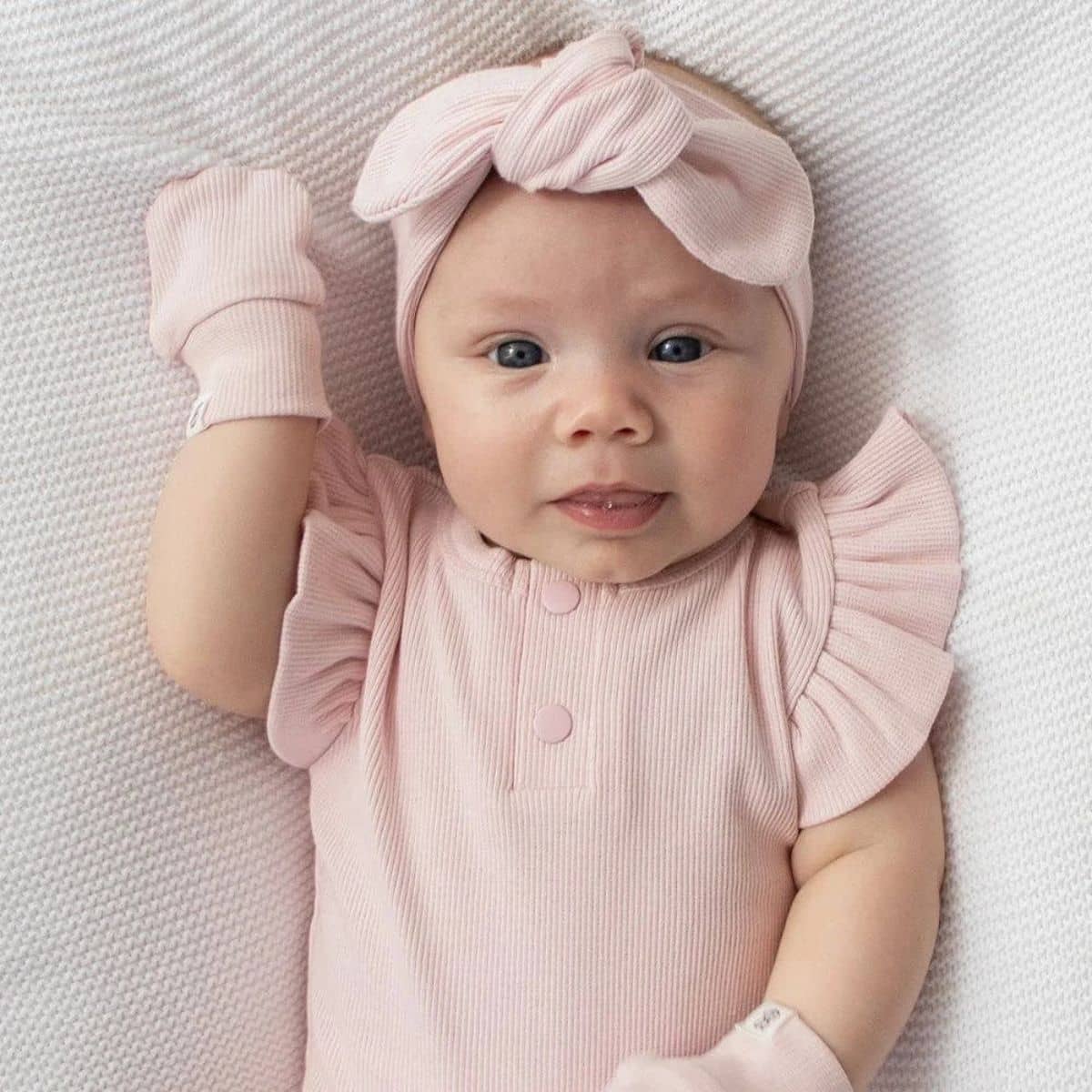 Snuggle Hunny Organic Cotton Rib Mittens - Baby Pink