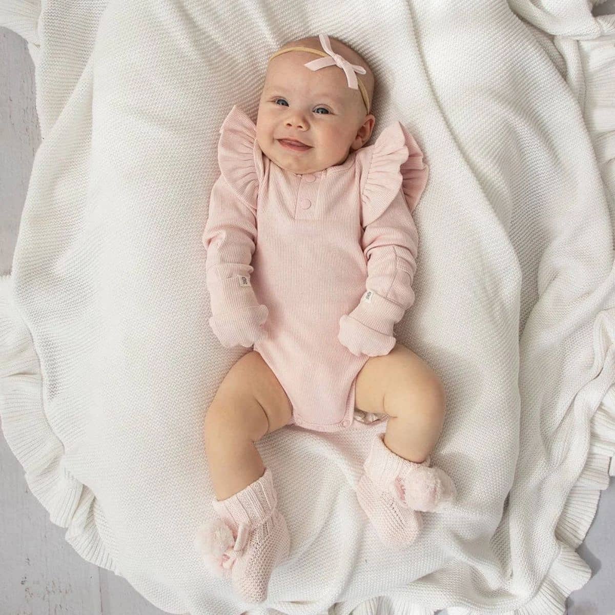 Snuggle Hunny Organic Cotton Rib Mittens - Baby Pink