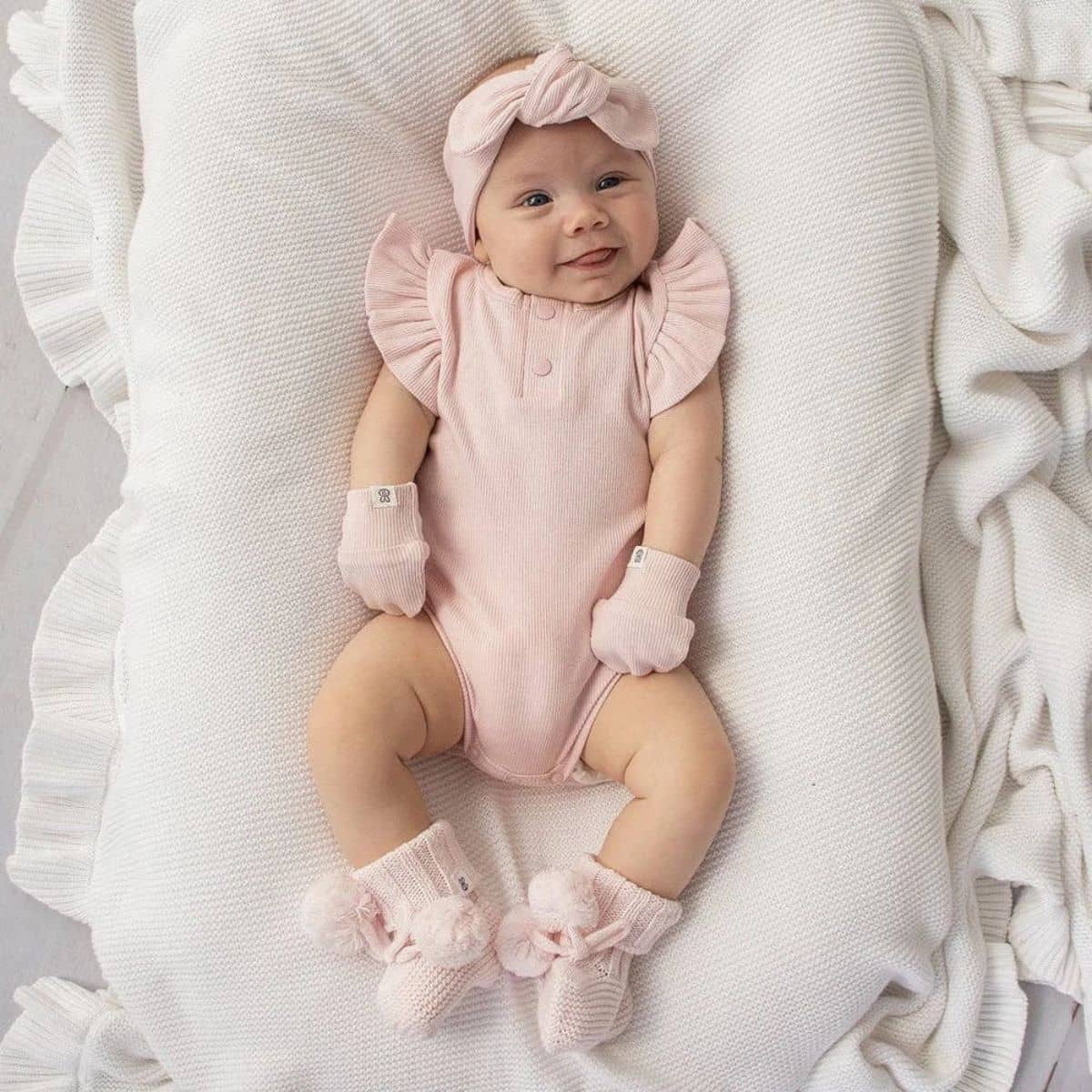 Snuggle Hunny Organic Cotton Rib Mittens - Baby Pink