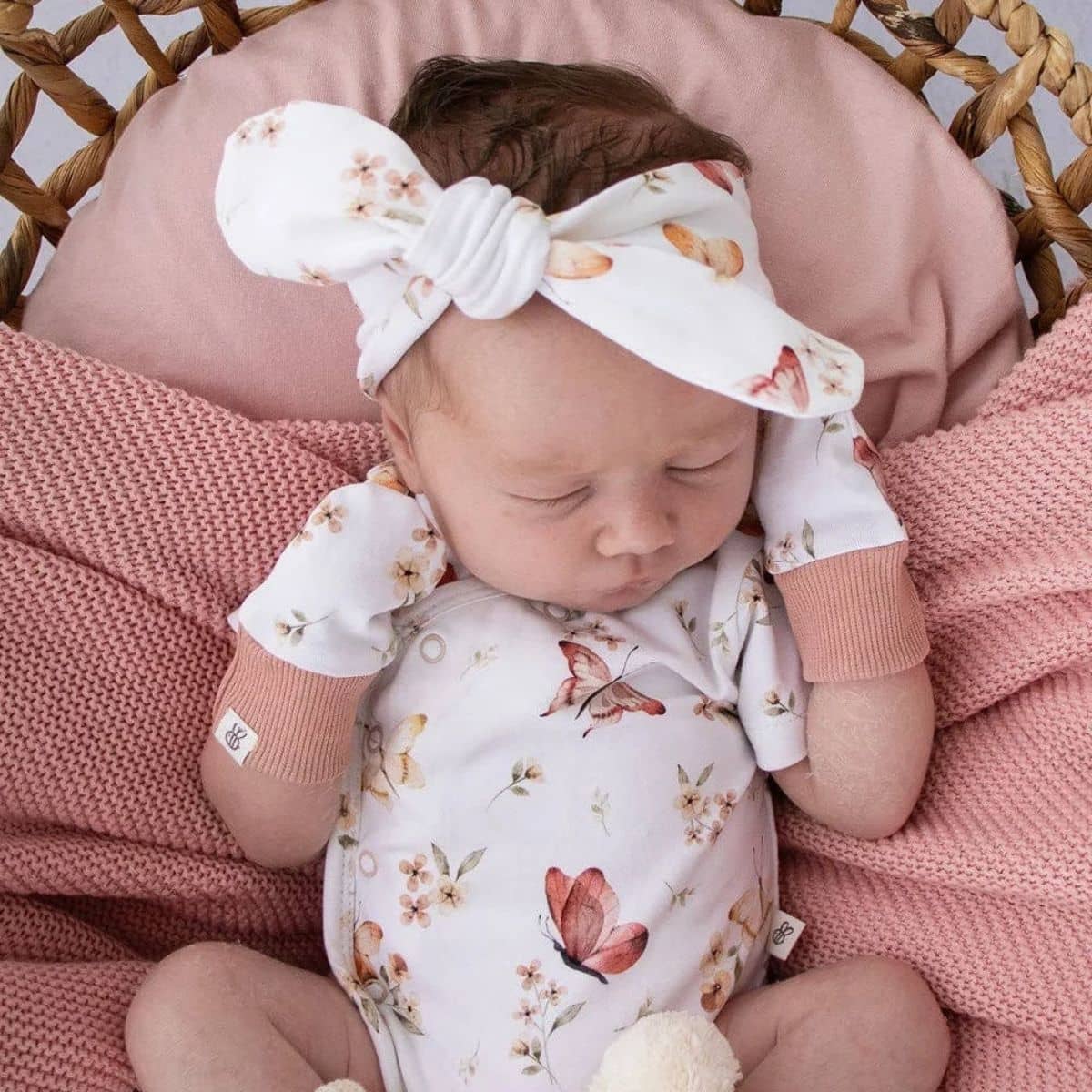 Snuggle Hunny Organic Cotton Rib Mittens - Butterfly