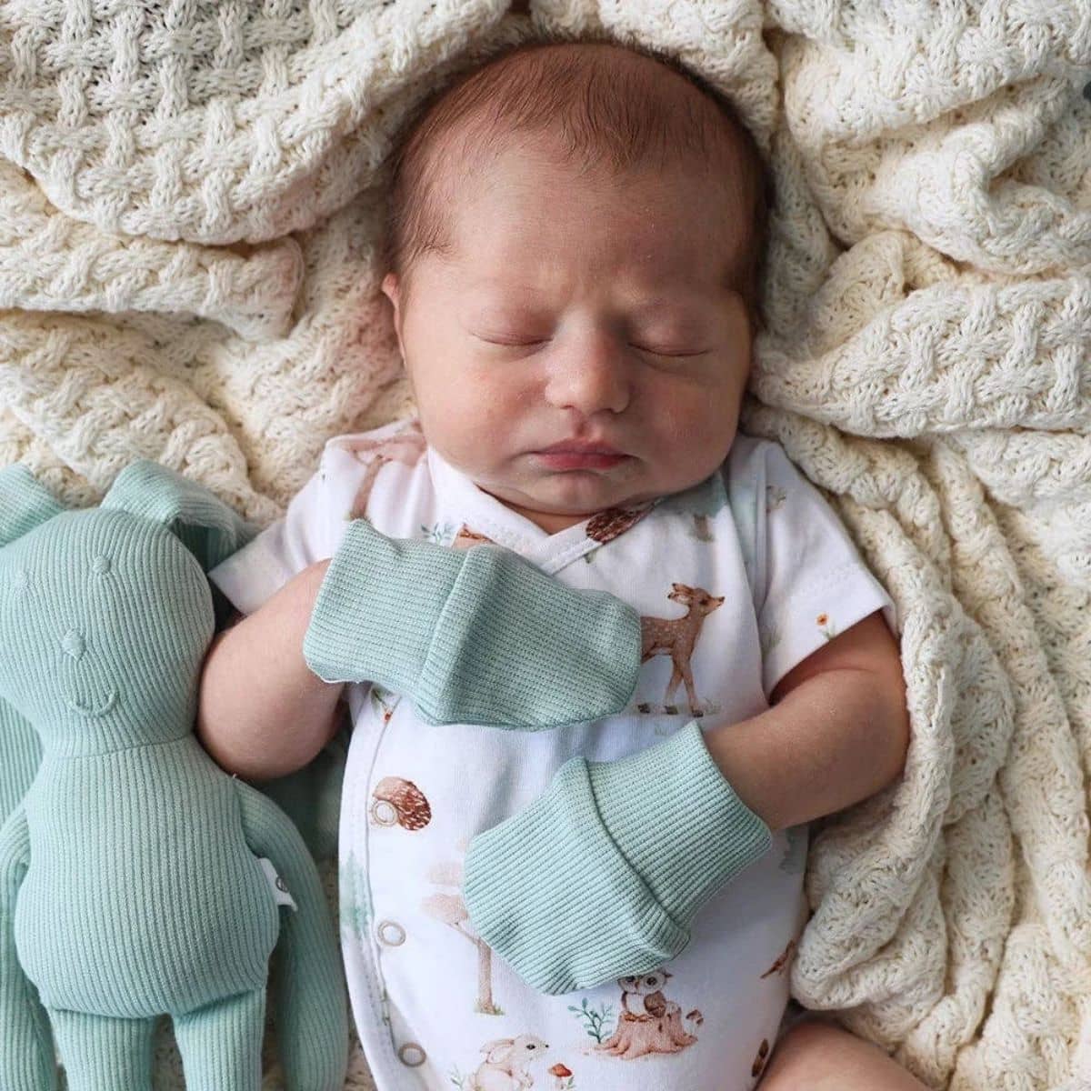 Snuggle Hunny Organic Cotton Rib Mittens - Sage