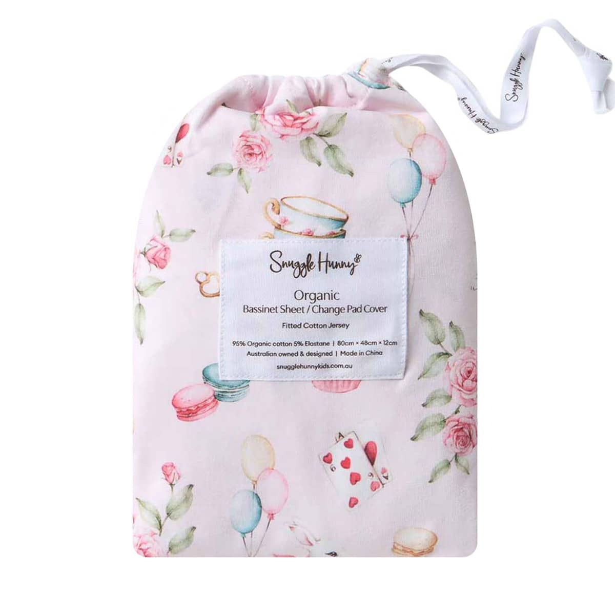 Snuggle Hunny Fitted Bassinet Sheet and Change Pad Cover - Alice's Tea Party