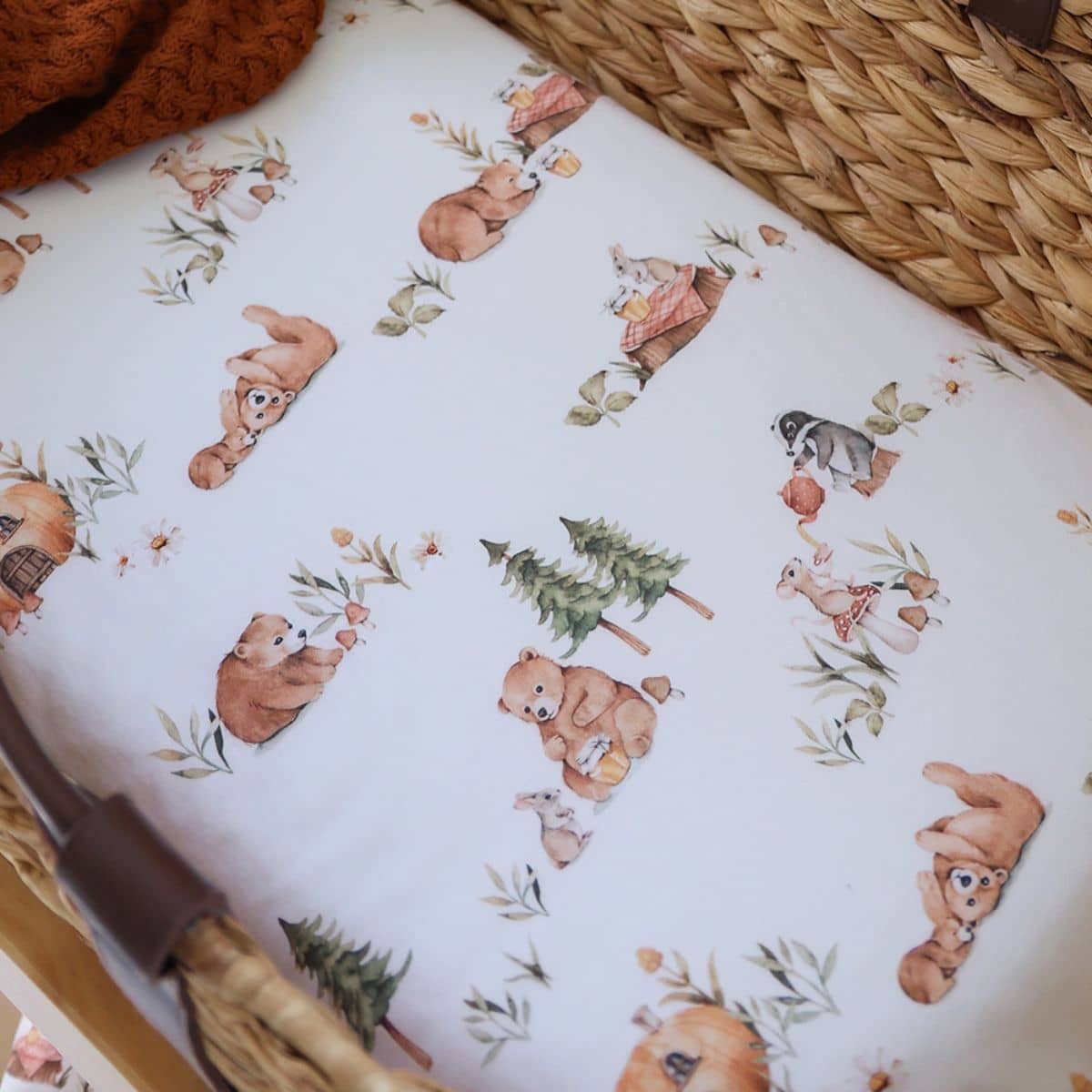 Snuggle Hunny Fitted Bassinet Sheet and Change Pad Cover - Bears
