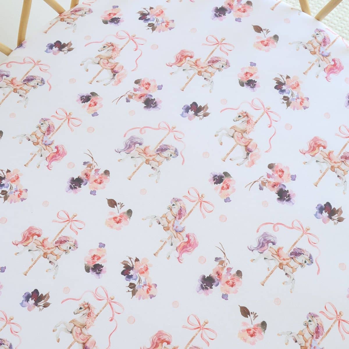 Snuggle Hunny Fitted Bassinet Sheet and Change Pad Cover - Carousel