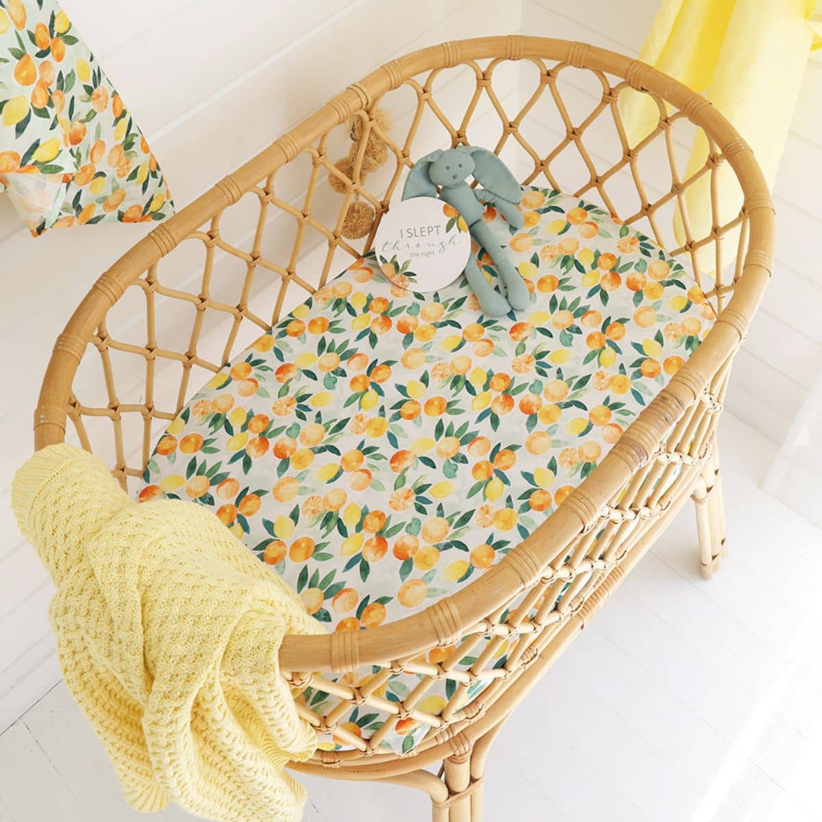 Snuggle Hunny Fitted Bassinet Sheet and Change Pad Cover - Citrus Squeeze