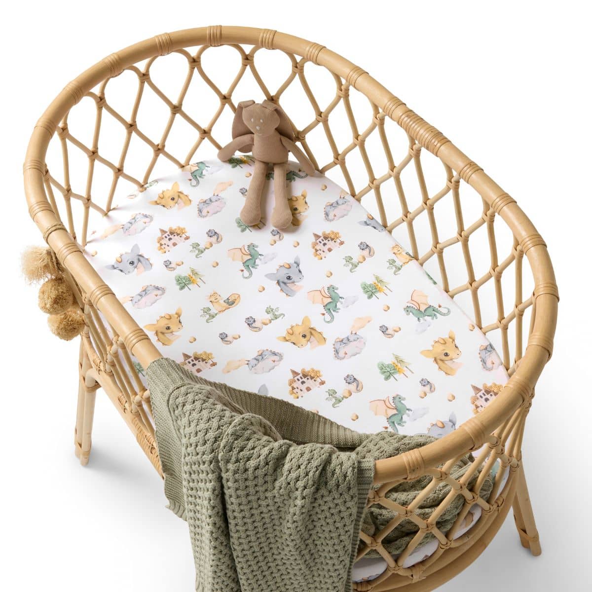 Snuggle Hunny Fitted Bassinet Sheet and Change Pad Cover - Dragon