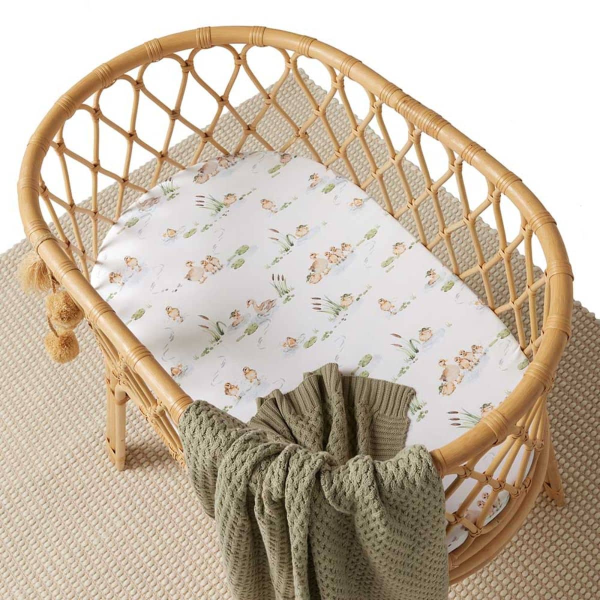 Snuggle Hunny Fitted Bassinet Sheet and Change Pad Cover - Duck Pond Organic