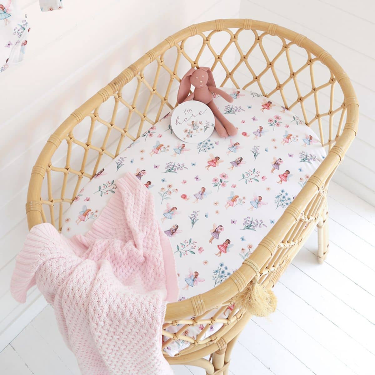 Snuggle Hunny Fitted Bassinet Sheet and Change Pad Cover - Fairy Garden