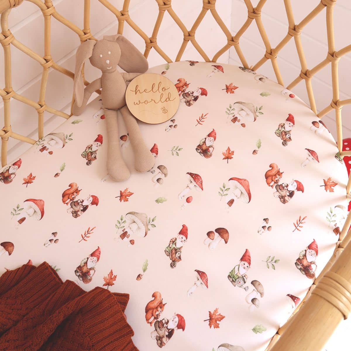 Snuggle Hunny Fitted Bassinet Sheet and Change Pad Cover - Gnomes