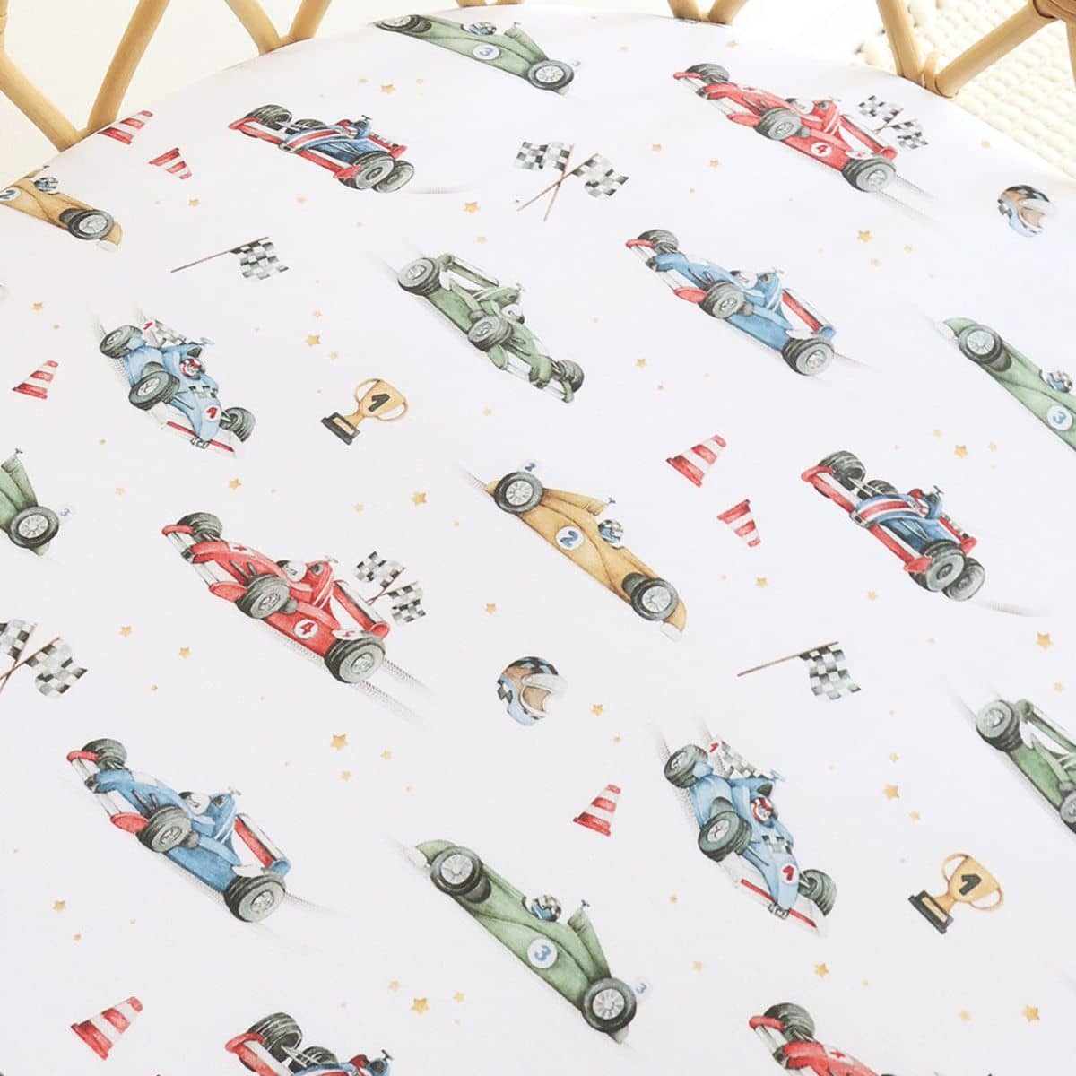Snuggle Hunny Fitted Bassinet Sheet and Change Pad Cover - Little Racers