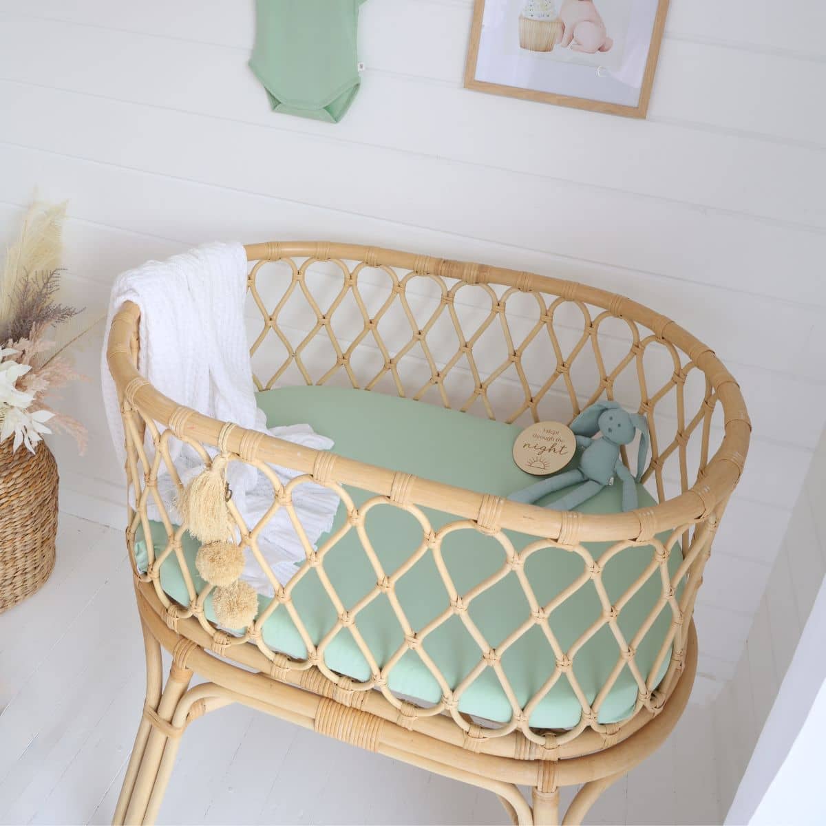 Snuggle Hunny Fitted Bassinet Sheet and Change Pad Cover - Mint