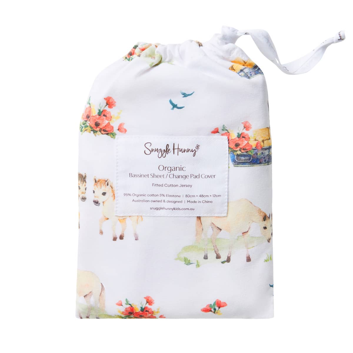 Snuggle Hunny Fitted Bassinet Sheet and Change Pad Cover - Pony Pals Organic