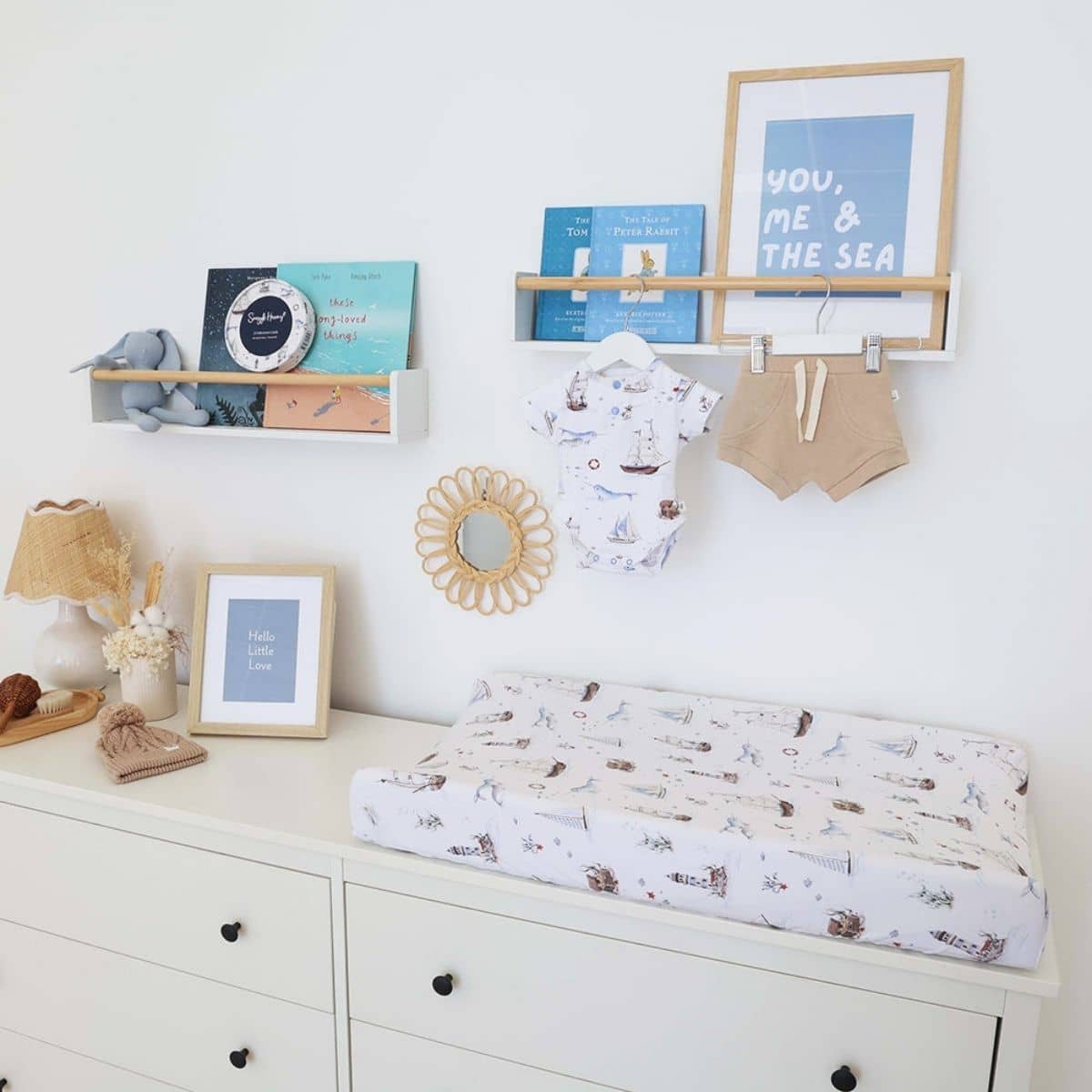 Snuggle Hunny Fitted Bassinet Sheet and Change Pad Cover - Set Sail