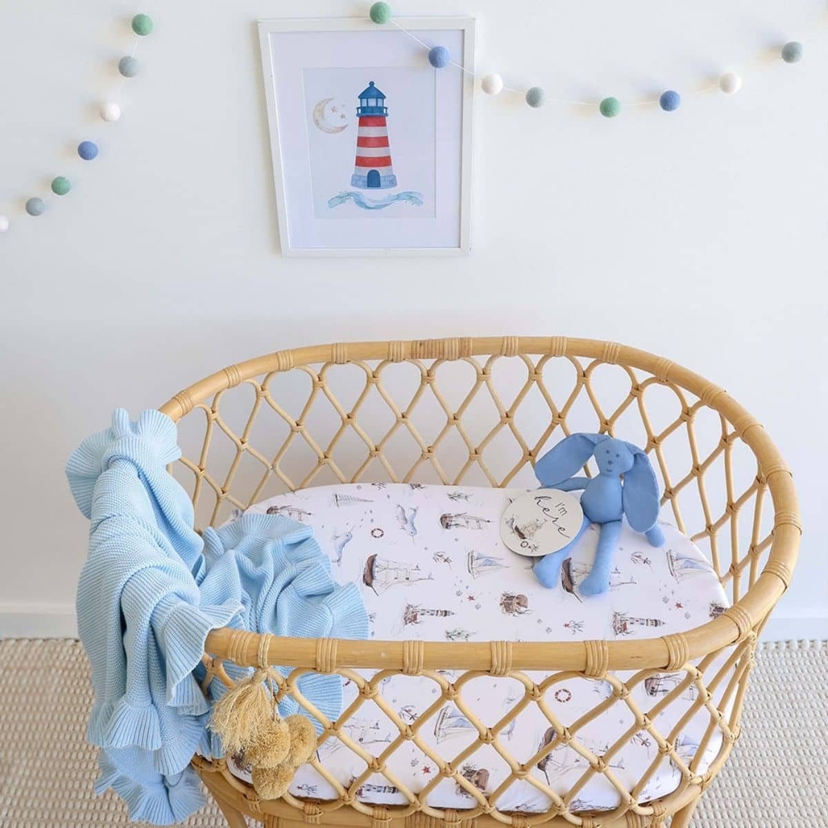 Snuggle Hunny Fitted Bassinet Sheet and Change Pad Cover - Set Sail
