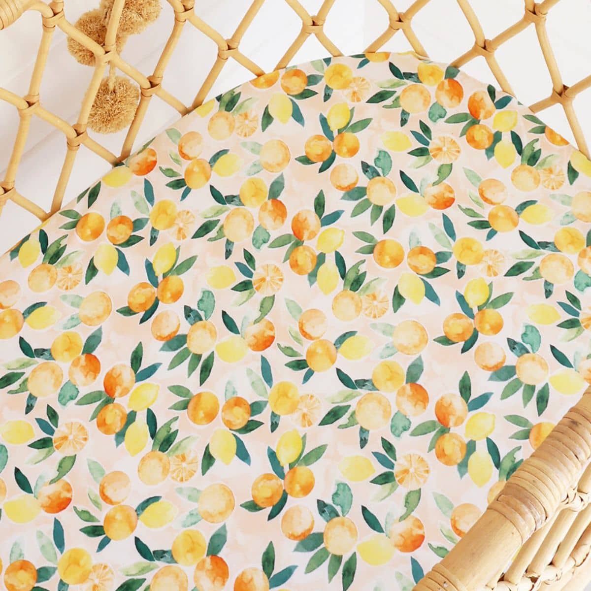 Snuggle Hunny Fitted Bassinet Sheet and Change Pad Cover - Sunny Citrus