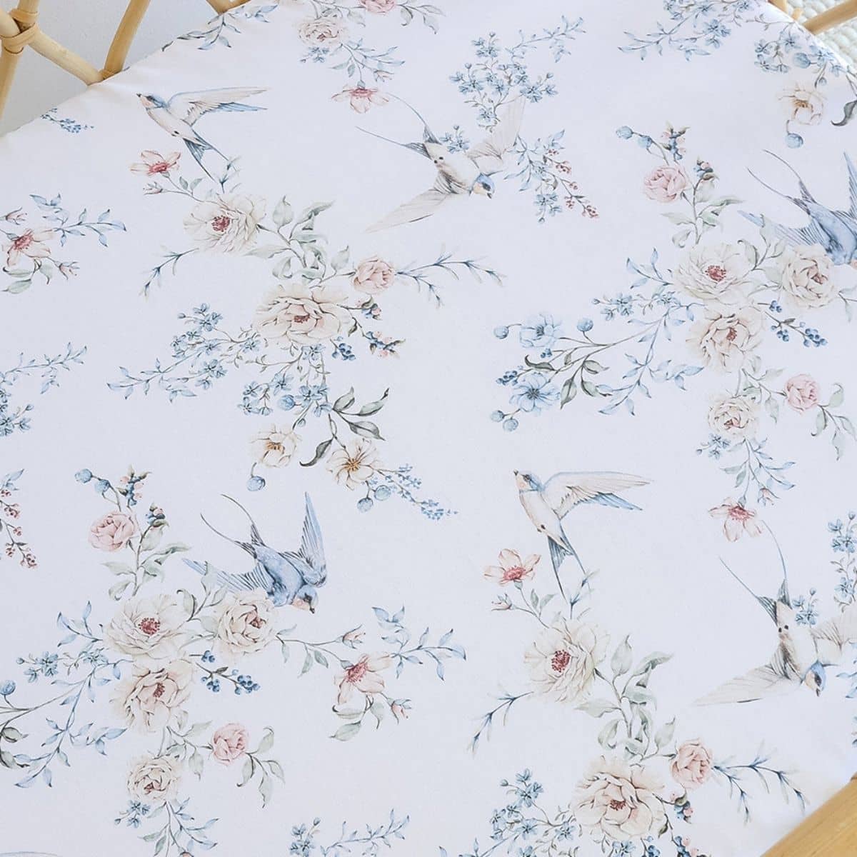 Snuggle Hunny Fitted Bassinet Sheet and Change Pad Cover - Sweet Swallows