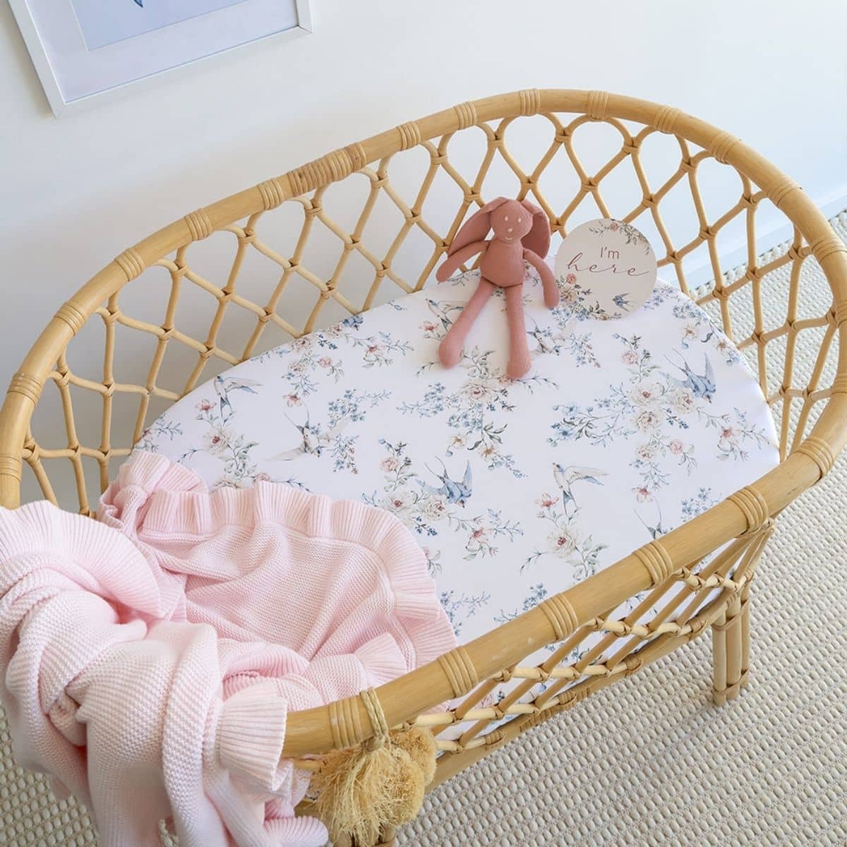 Snuggle Hunny Fitted Bassinet Sheet and Change Pad Cover - Sweet Swallows