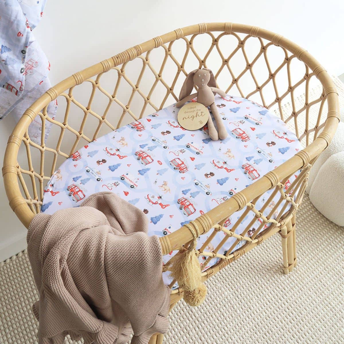 Snuggle Hunny Fitted Bassinet Sheet and Change Pad Cover - To the Rescue