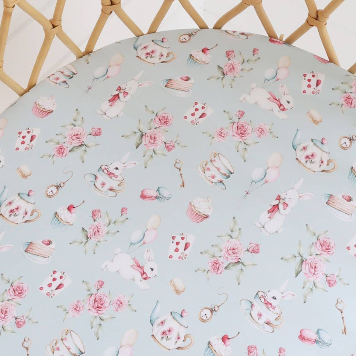 Snuggle Hunny Fitted Bassinet Sheet and Change Pad Cover - White Rabbit