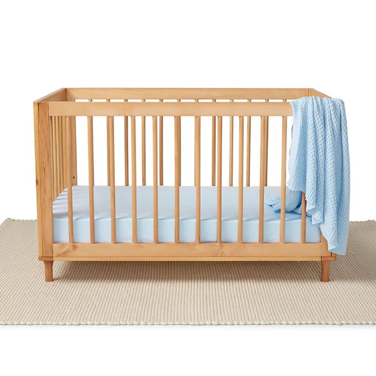 Snuggle Hunny Fitted Cot Sheet - Baby Blue Organic