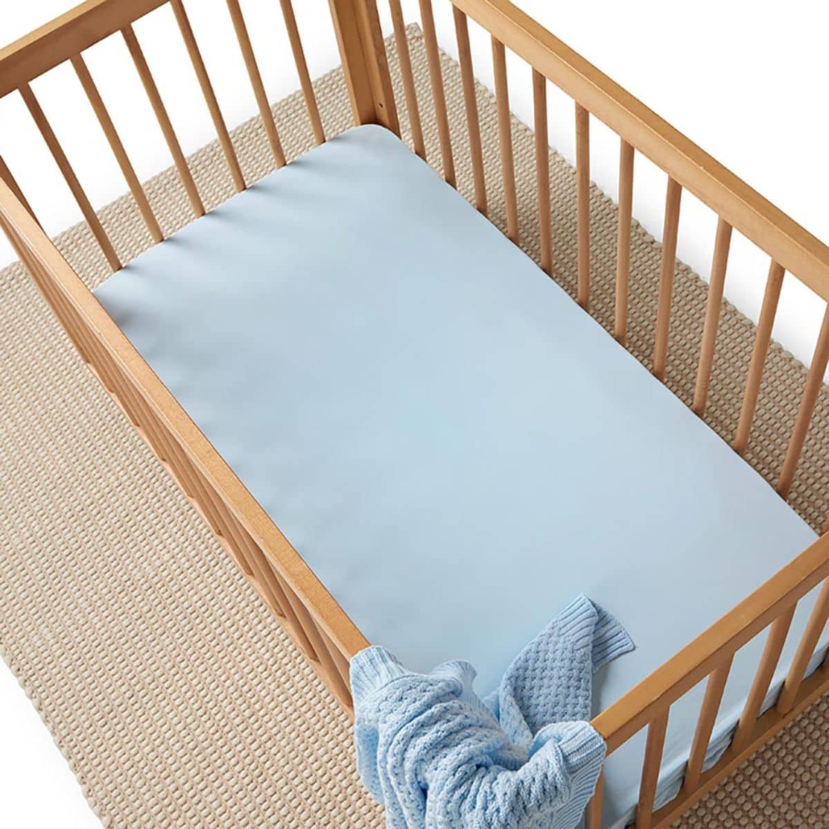 Snuggle Hunny Fitted Cot Sheet - Baby Blue Organic