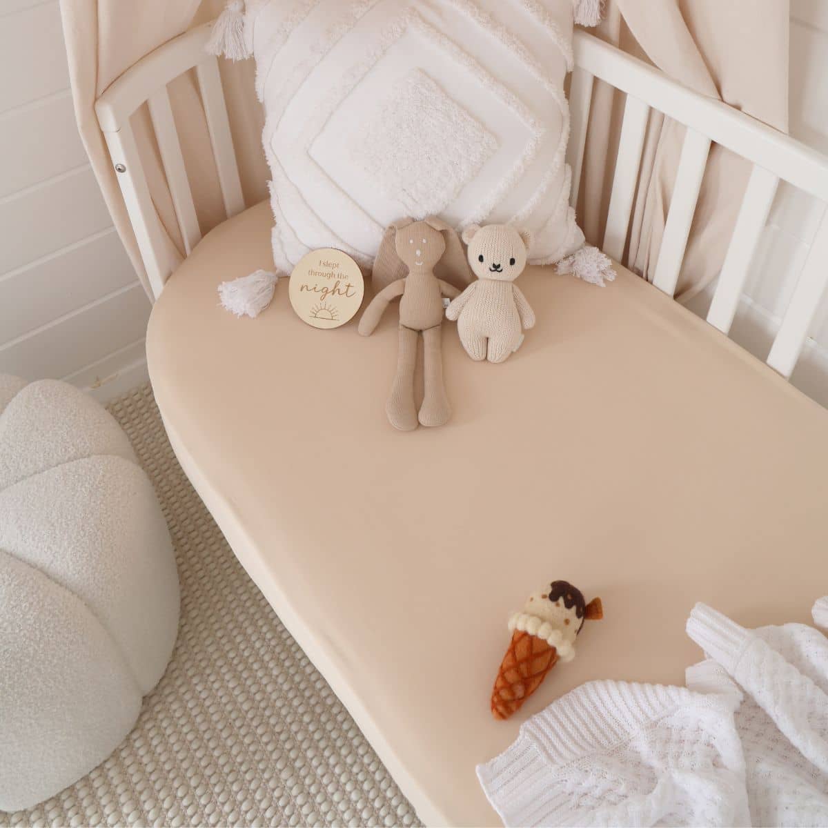 Snuggle Hunny Fitted Cot Sheet - Babyccino